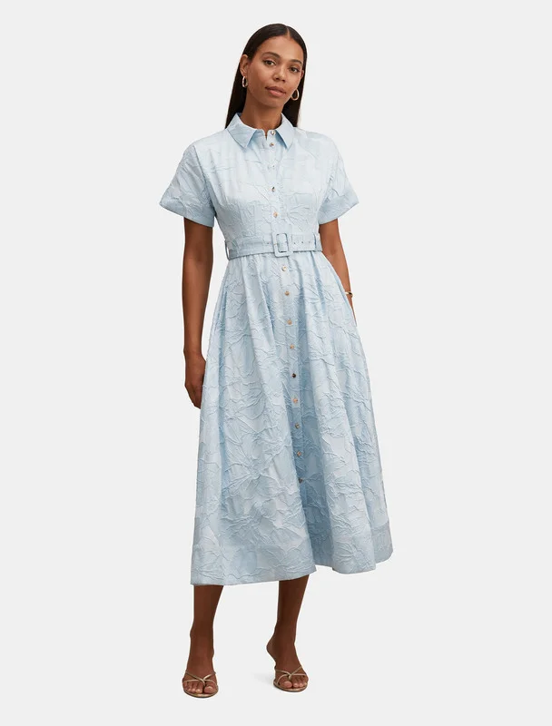 فورايفر نيو Dr19499-Light Blue Women's Mid Dress